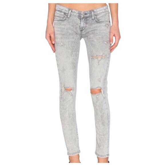 AGOLDE Jeans Womens Chloe Low Rise 27 Feel Good Gray Wash Distressed Y2K - Picture 1 of 10
